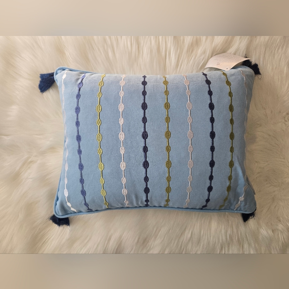 Levtex Blue and Green Embroidered Accent Pillow